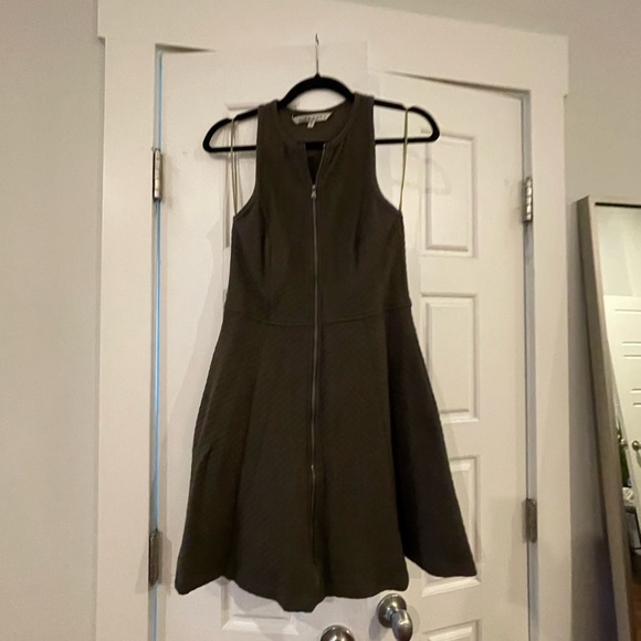 Olive Green Zippered Fit and Flare - Picture 1 of 4